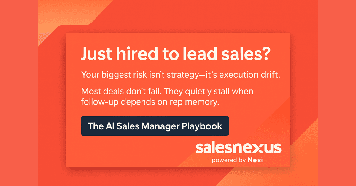 SalesNexus Releases Free AI Sales Manager Playbook to Address Revenue Leakage and Rep Performance