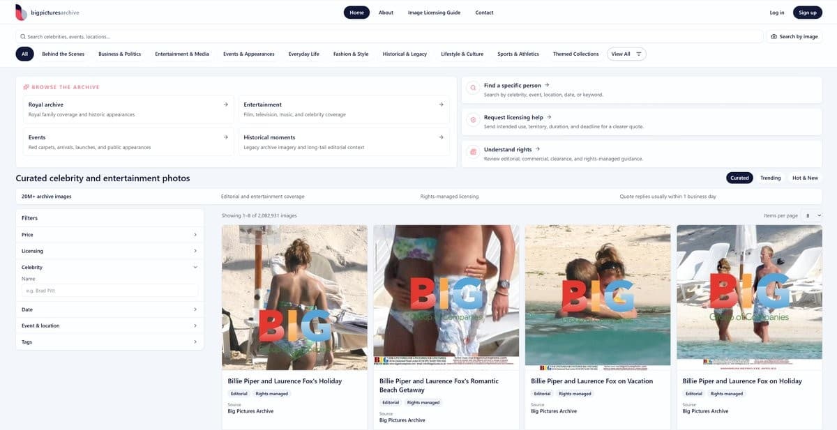 Big Pictures Archive Opens 2 Million Rights-Managed Celebrity and Royal Images to Online Search