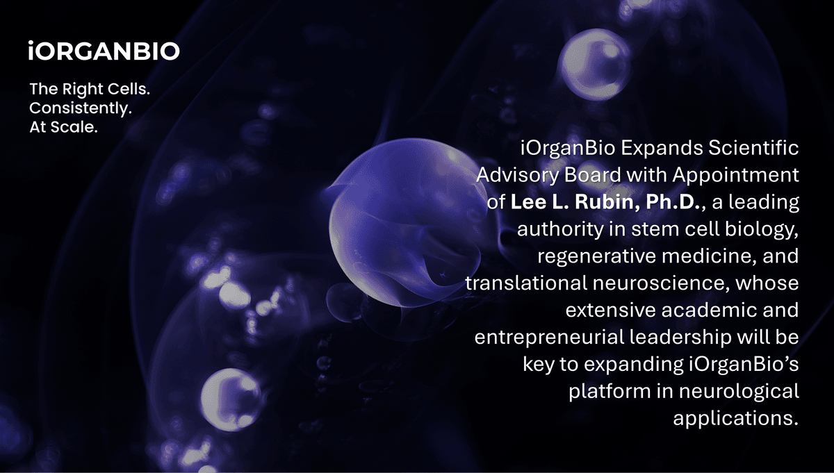 iOrganBio Taps Harvard Stem Cell Expert Lee Rubin for Scientific Advisory Board