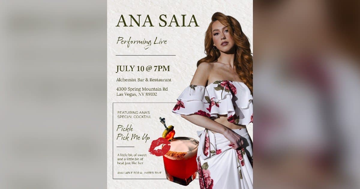 Las Vegas Influencer Ana Saia to Perform Live at Alchemist Bar & Restaurant, Debuts Signature Cocktail