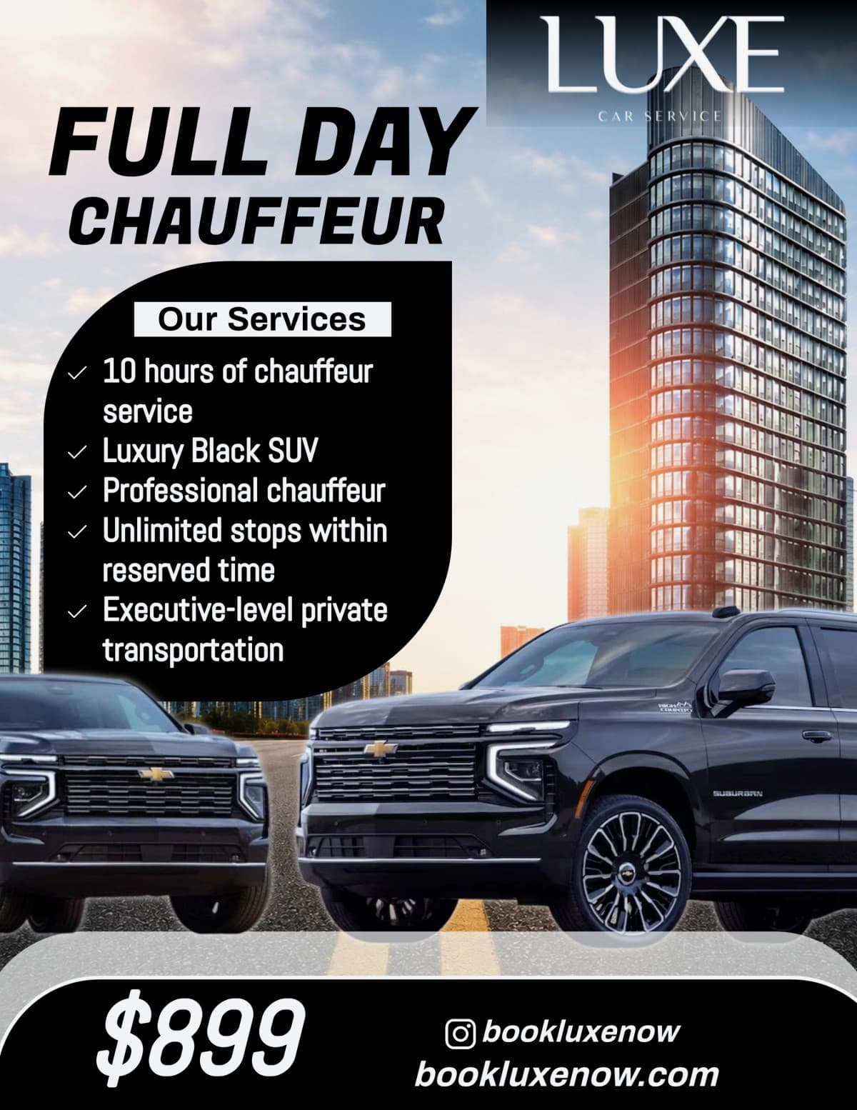 Luxe Car Service Launches $899 Full-Day Chauffeur Package for Corporate Travel